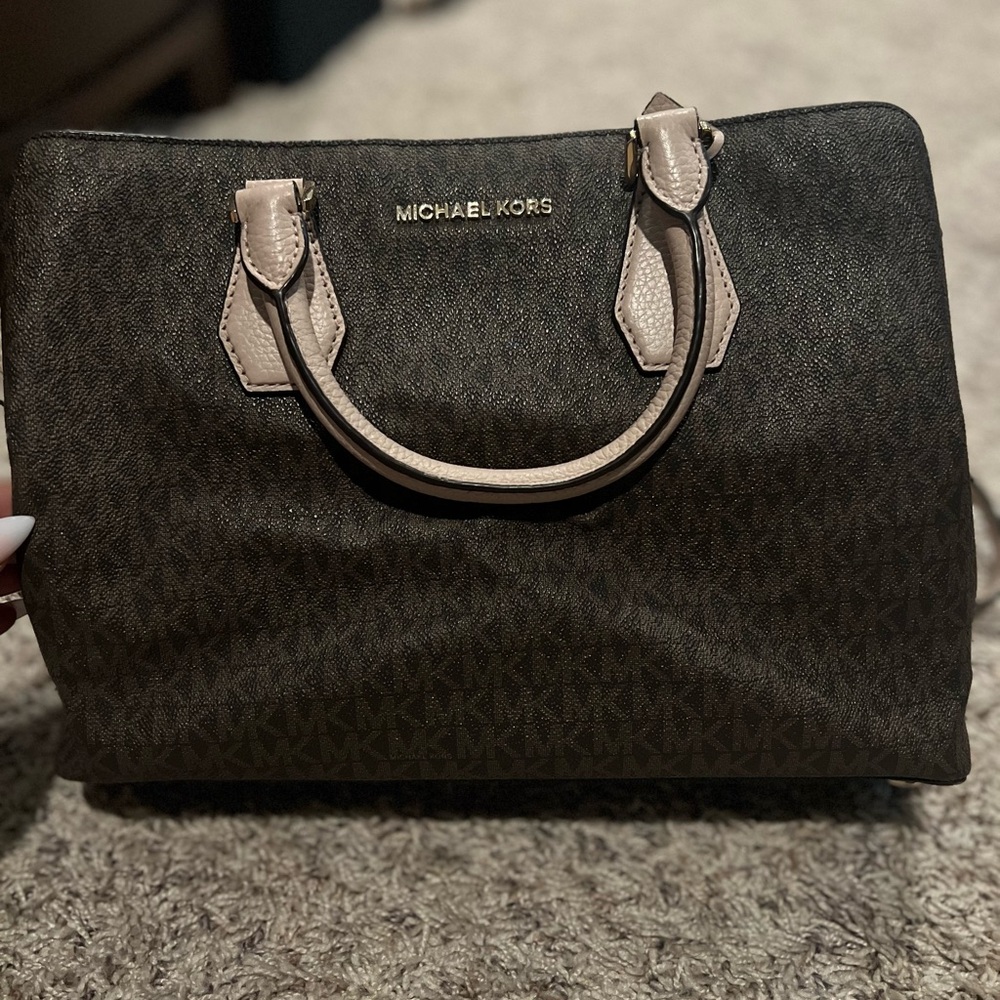 Michael Kors brown and pink large crossbody
